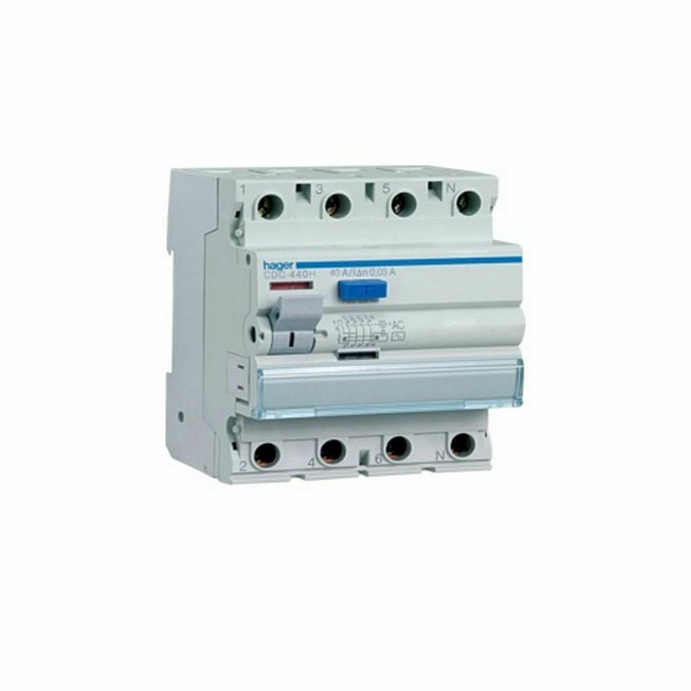 Hager 4 φασεις 40Α 30mA Ρελέ Ράγας Διαρροής 40A Τετραπολικό CDC440H